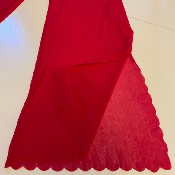 Cosabella Hot Pink Sheer Wide Leg Slit Hem Tie Front Pants, Size L - Picture 5 of 10